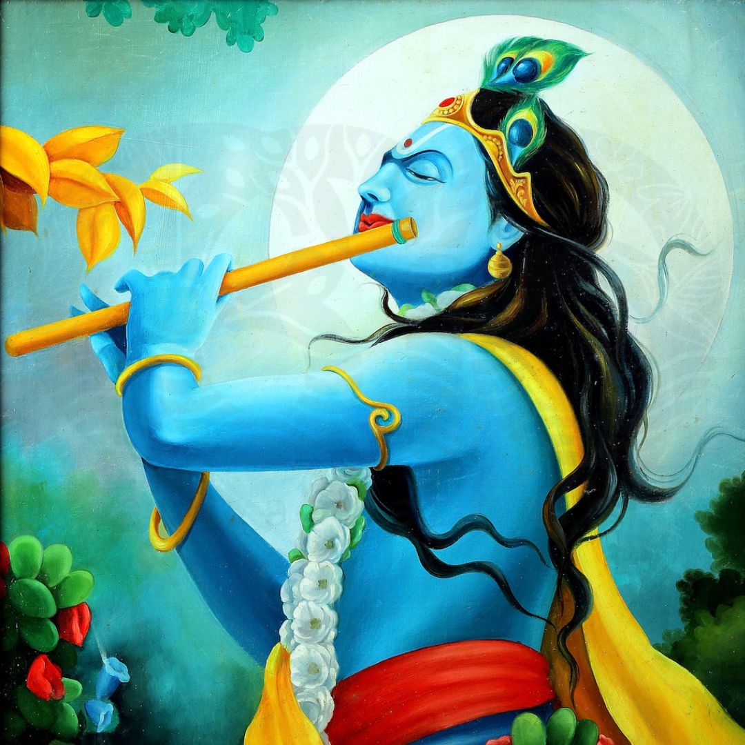 Lord Krishna Playing the Flute – Canvas Painting