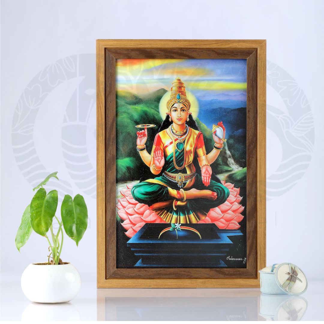 Mookambika Devi Sitting on the Lotus – Canvas Painting