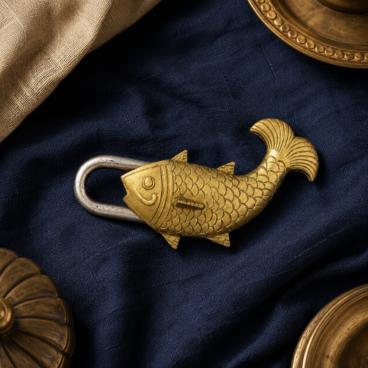 Antique Brass Fish Lock – Traditional Decorative Padlock