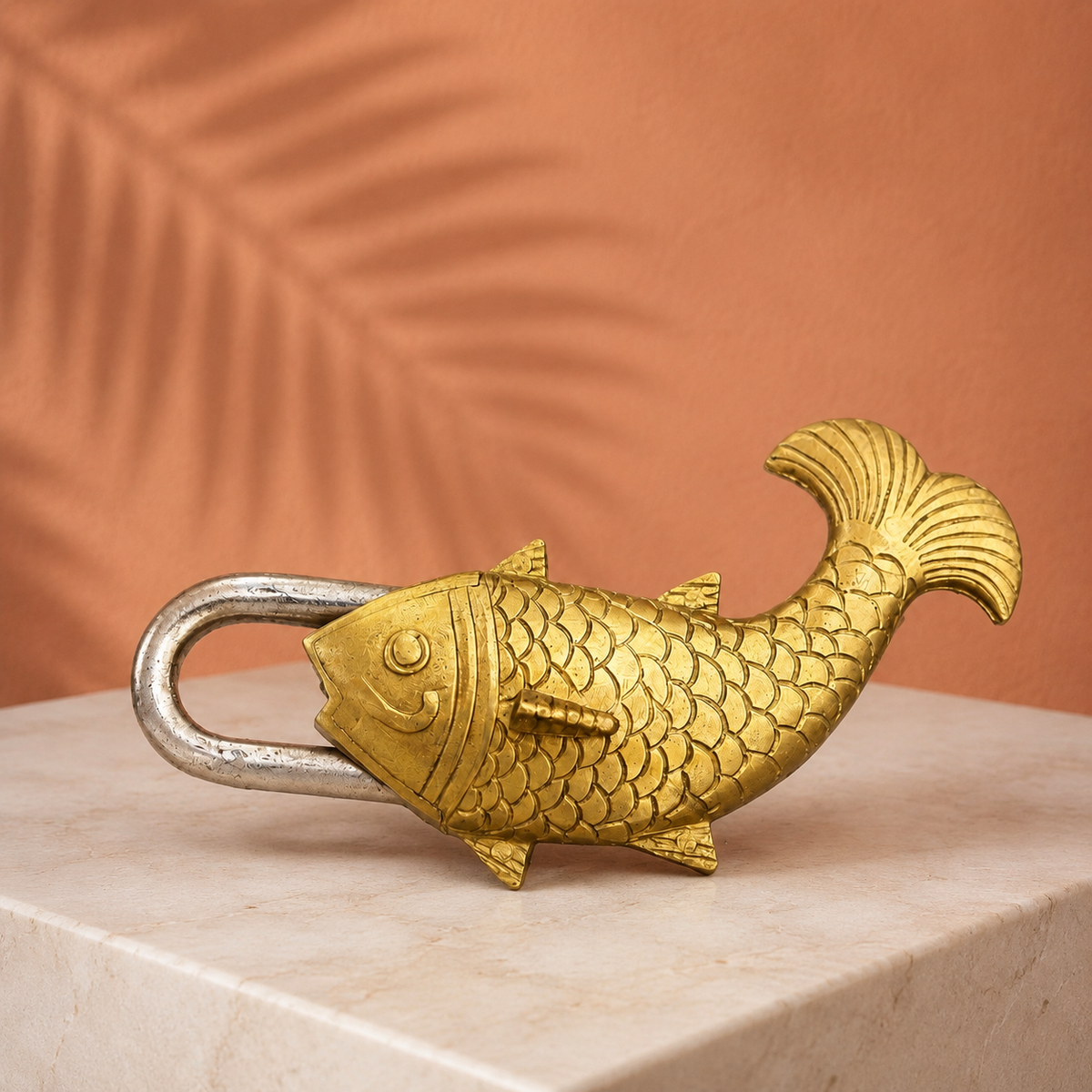 Antique Brass Fish Lock – Traditional Decorative Padlock